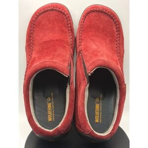 Wolverine ICS Red Suede Slip On Shoes Mens 8.5 M Moc Toe Loafers W05580